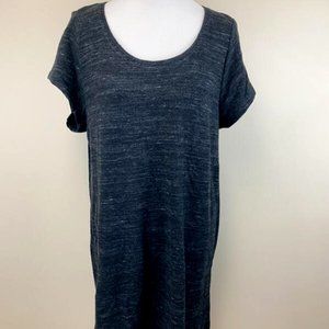 J Jill PureJill LP L Petite Black Terry Textured Swing Dress With Pockets